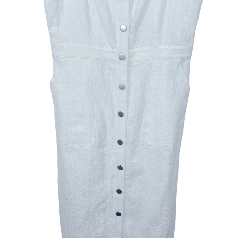 Anthropologie Skies Are Blue Linen Overall Dress Medium NWT Snap Front - Picture 8 of 15